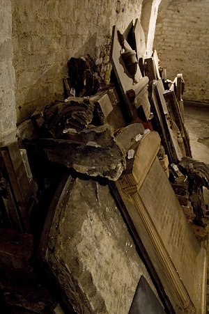 Rachel was given the area in the Crypt where gravestones were stacked up, like dead dominoes...