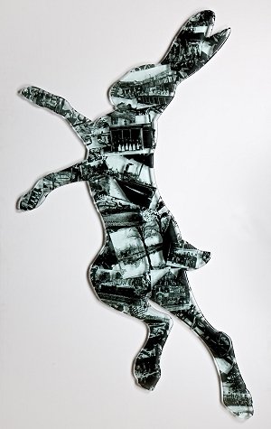 Water-jet cut glass with screen-printed kiln-fired enamel