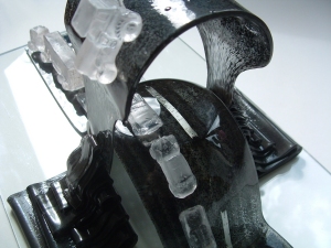 Detail of the kiln-formed draped roads...