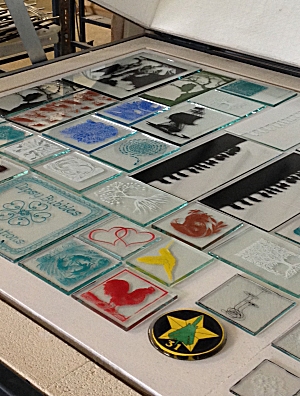 Finished prints, ready for kiln firing.